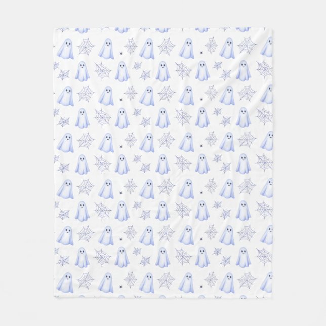 Cobertor De Velo Cute Ghost and Spiderweb Halloween (Frente)