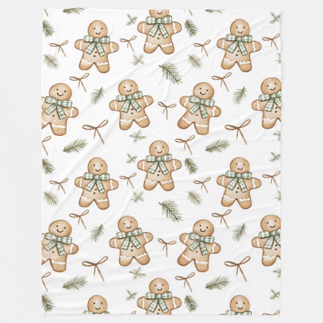Cobertor De Velo Cute Green Cream Gingerbread Cookies Christmas (Frente)