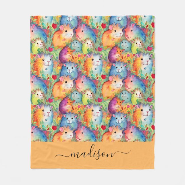 Cobertor De Velo Cute guinea pigs pattern script name (Frente)