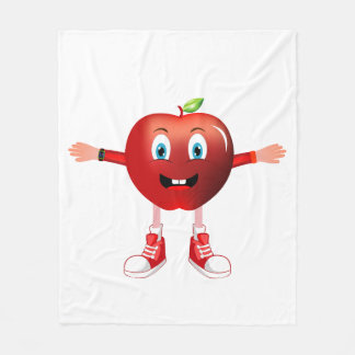 Cobertor De Velo Cute Happy Red Apple Cartoon Character for Kids Bl