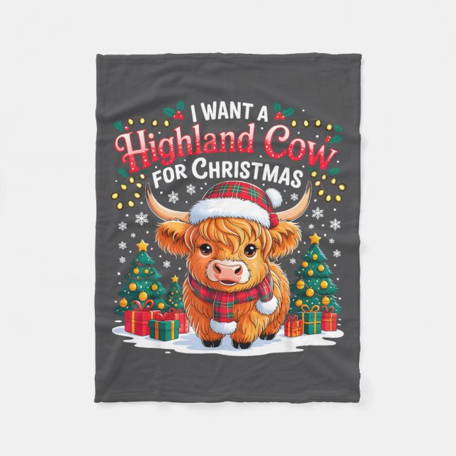 Cobertor De Velo Cute Highland Cow Christmas Funny Santa Lights Hol (Frente)