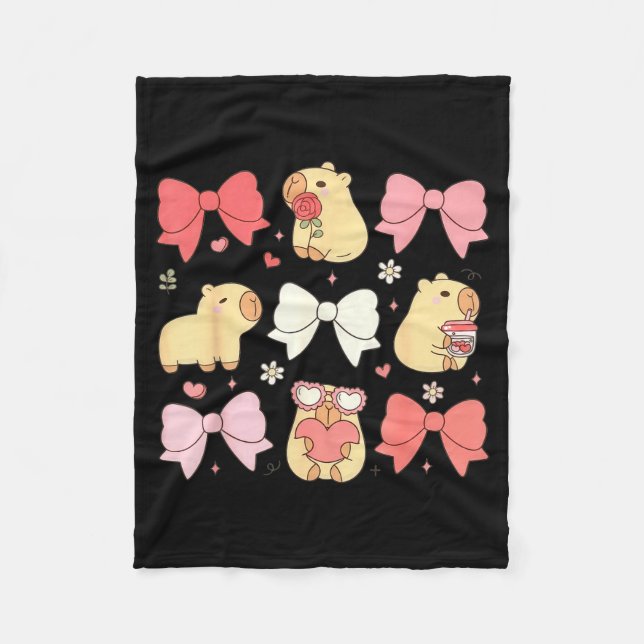Cobertor De Velo Cute Kawaii Animals And Nk Coquette Bows Aesthetic (Frente)