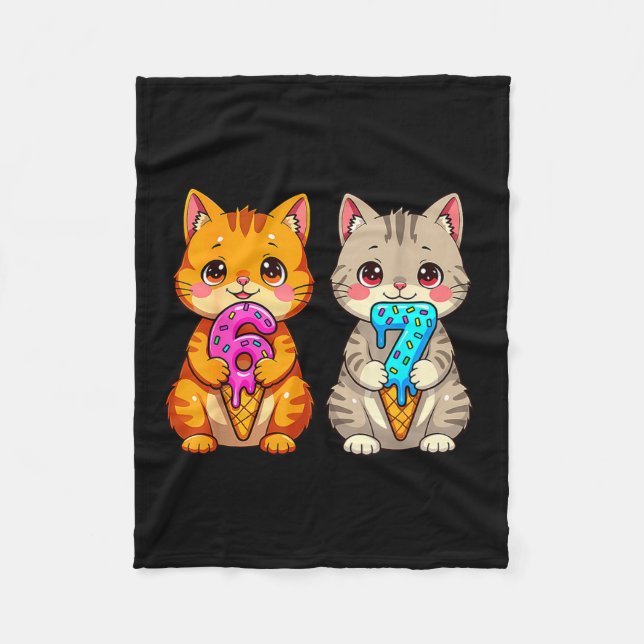 Cobertor De Velo Cute Kawaii Cats Neko 67 Drip Meme Funny Six Seven (Frente)