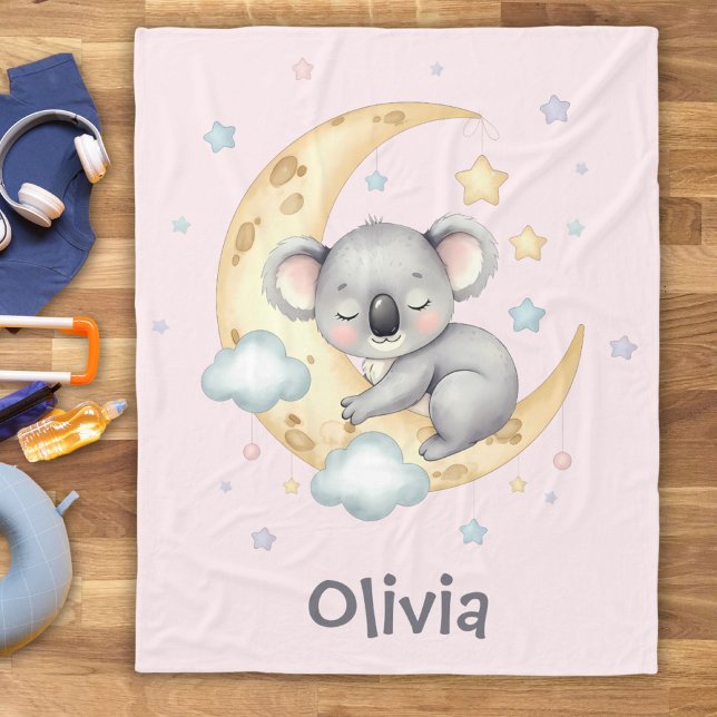 Cobertor De Velo Cute Koala Sonhador na Lua Crescente Meninas (Criador carregado)