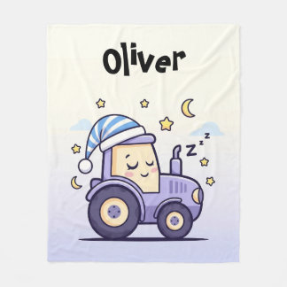Cobertor De Velo Cute Lavender Sleepy Tractor 