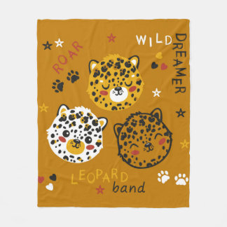 Cobertor De Velo Cute Leopard Cat Face Drawing. Little Funny Cheeta