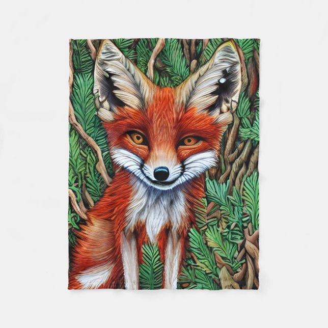 Cobertor De Velo Cute Little wilderness Fox (Frente)