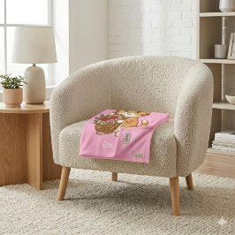 Cobertor De Velo Cute Orange Cat & Flowers: Soft Baby Blanket