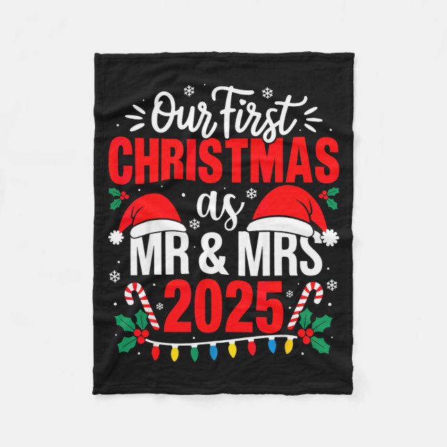 Cobertor De Velo Cute Our First Christmas As Mr &amp; Mrs 2025 Coup (Frente)