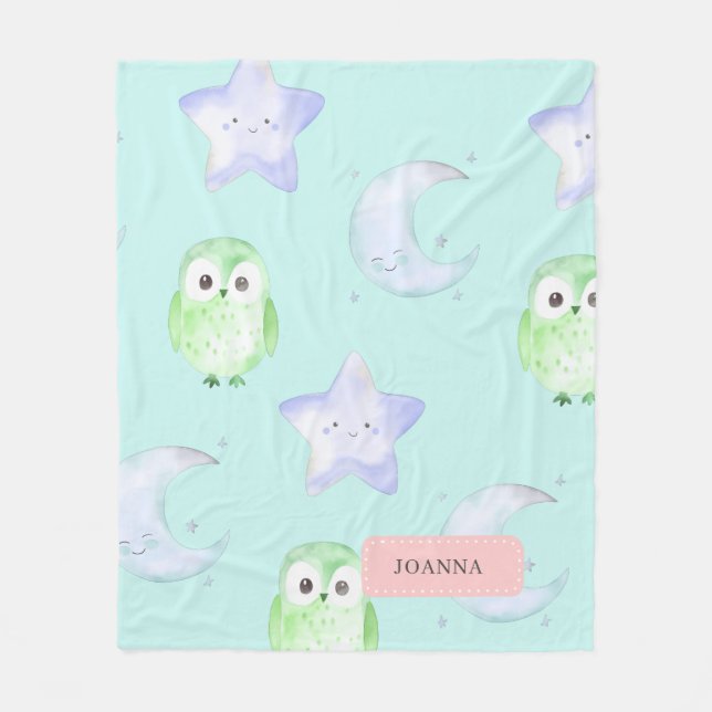 Cobertor De Velo Cute Owl Whimsical (Frente)