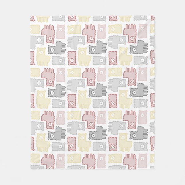 Cobertor De Velo Cute Pastel Llama Puzzle Pattern (Frente)