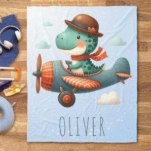 Cobertor De Velo Cute Pequeno Trex Dinossauro Voando Avião