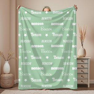 Cobertor De Velo Cute personalizado nome repetido em verde lima