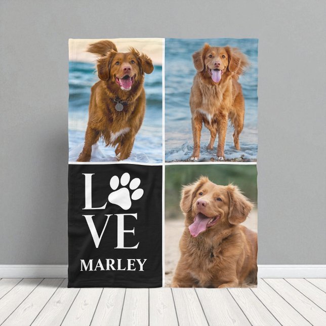 Cobertor De Velo Cute Pet Dog Lover Paw Print 3 Photo Collage  (Criador carregado)