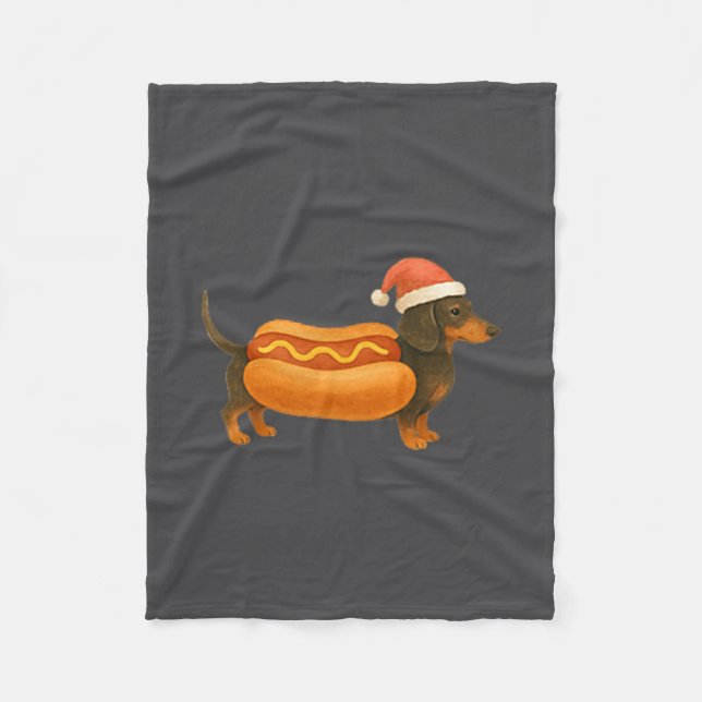 Cobertor De Velo Cute Petite Christmas Funny Hot Dog Dachshund  (Frente)