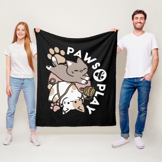 Cobertor De Velo Cute Playful Cats Design – Fun Paws and Play Art (In Situ)