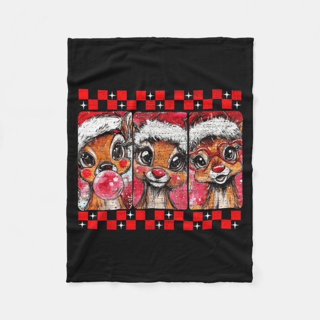 Cobertor De Velo Cute Preppy Christmas,reindeer Brushstrokes Funny  (Frente)