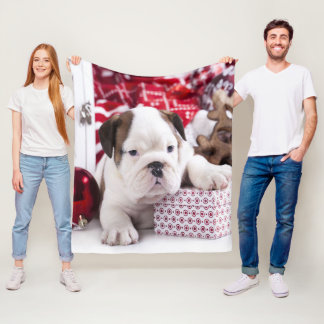 Cobertor De Velo Cute Puppy English Buldogue | Natal engraçado