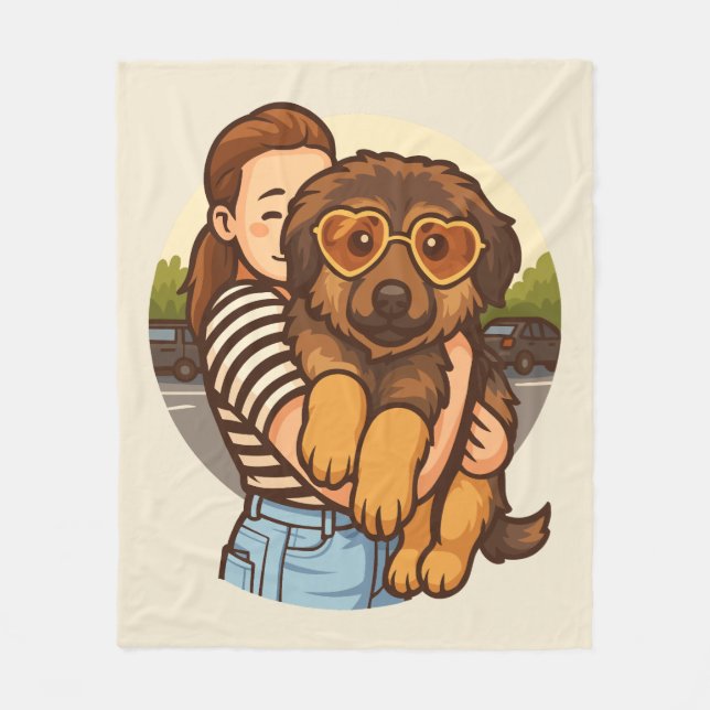 Cobertor De Velo Cute Puppy with Heart Sunglasses  (Frente)