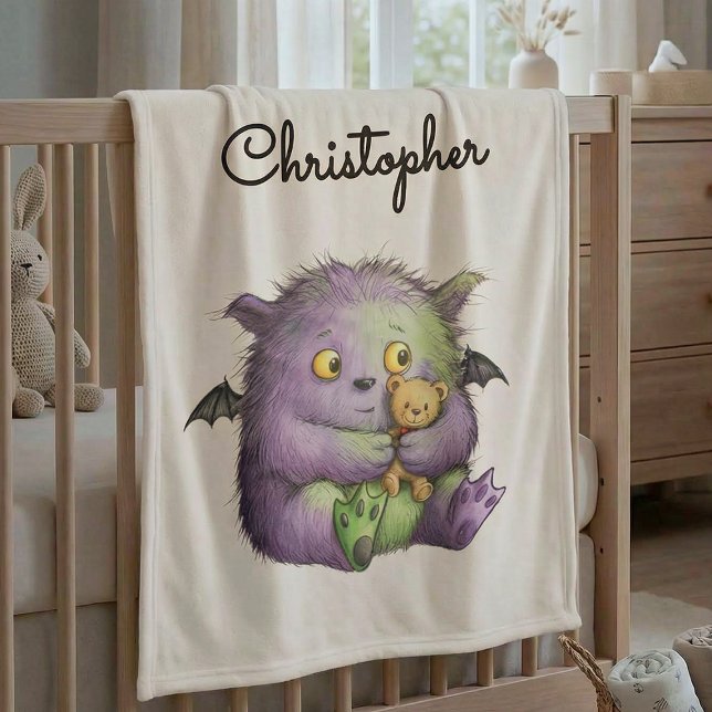 Cobertor De Velo Cute Purple Green Fluffy Monster Buddy (Criador carregado)