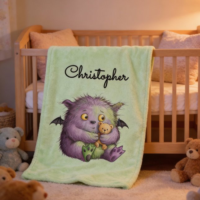 Cobertor De Velo Cute Purple Green Fluffy Monster Buddy (Criador carregado)