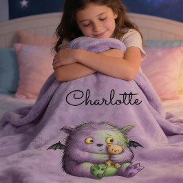 Cobertor De Velo Cute Purple Green Fluffy Monster Kids