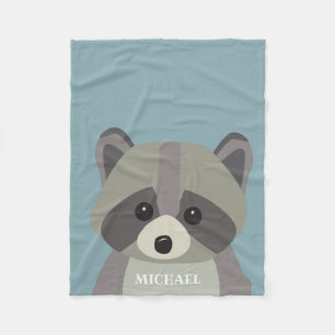 Cobertor De Velo Cute Raccoon Moderno personalizado Azul Bebê
