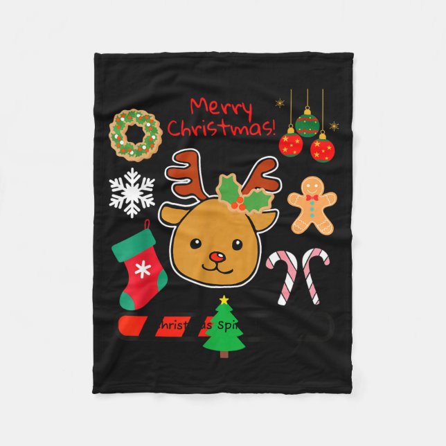 Cobertor De Velo Cute Reindeer Christmas Cartoon Holiday Festive Ar (Frente)