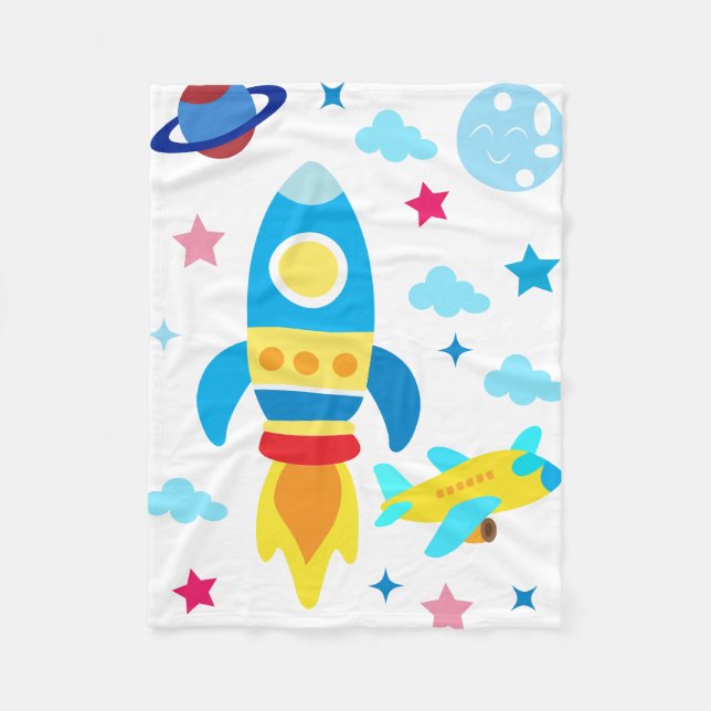 Cobertor De Velo Cute Spacecraft Rocket Ships Pattern (Frente)