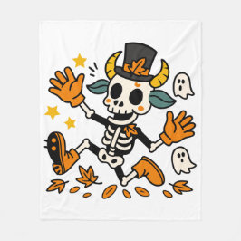Cobertor De Velo Cute Spooky Skeleton Goat Fleece Blanket
