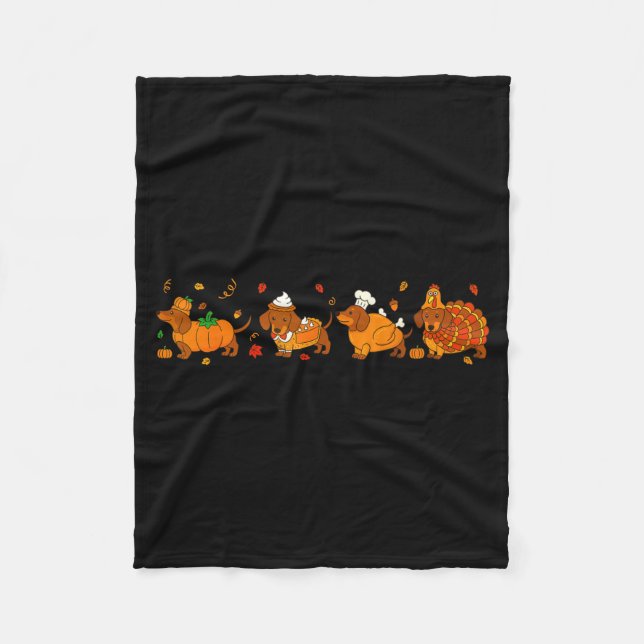 Cobertor De Velo Cute Thanksgiving Dachshund Dogs Fall Gobble Prepp (Frente)