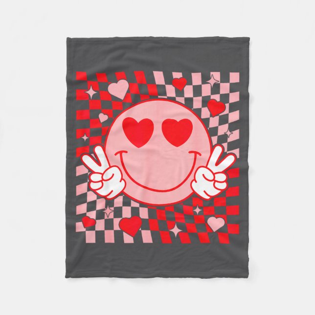 Cobertor De Velo Cute Valentine Vibes Groovy Valentine Day Men Wome (Frente)
