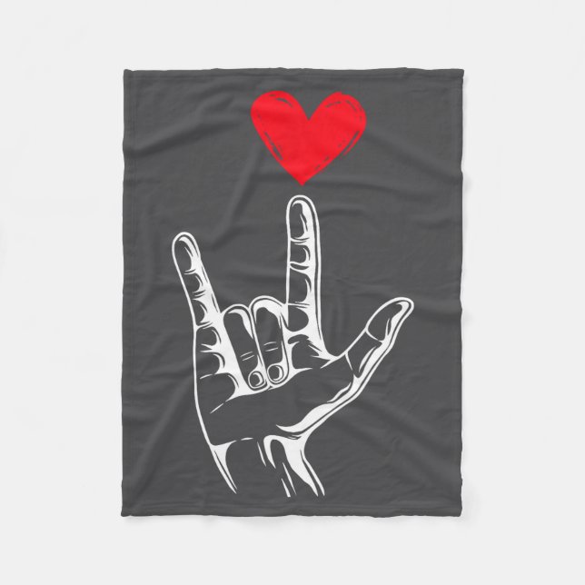 Cobertor De Velo Cute Valentines Day I Love You Hand Sign Language  (Frente)