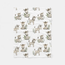 Cobertor De Velo Cute Watercolor Baby Zebra Design | Neutral Safari