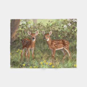 Cobertor De Velo Cute Whitetail Deer Twin Fawns