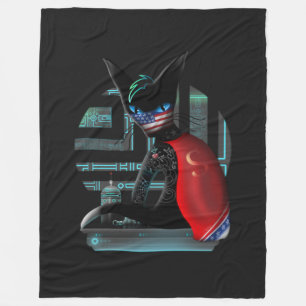 Cobertor De Velo Cyberpunk Ninja do gato Siamese