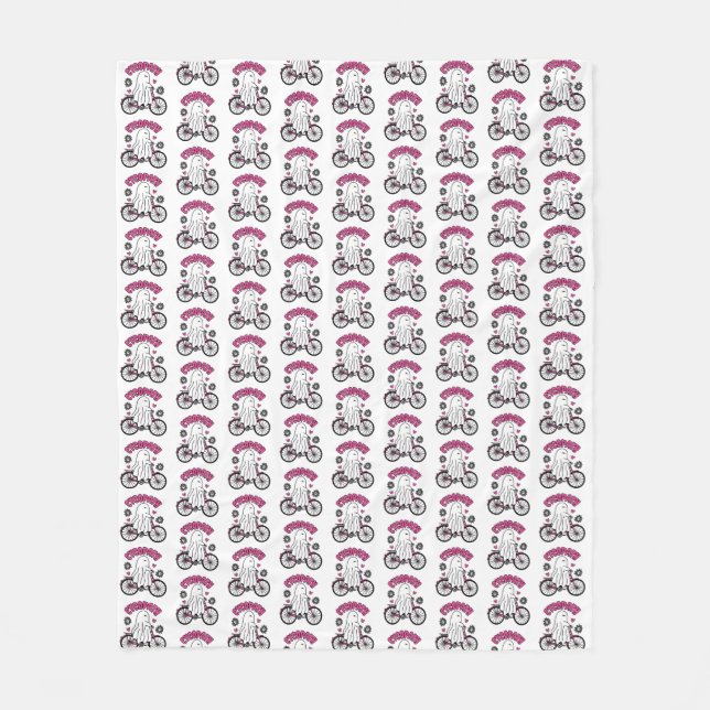 Cobertor De Velo Cycopath Halloween Ghost em Bicicleta Rosa (Frente)