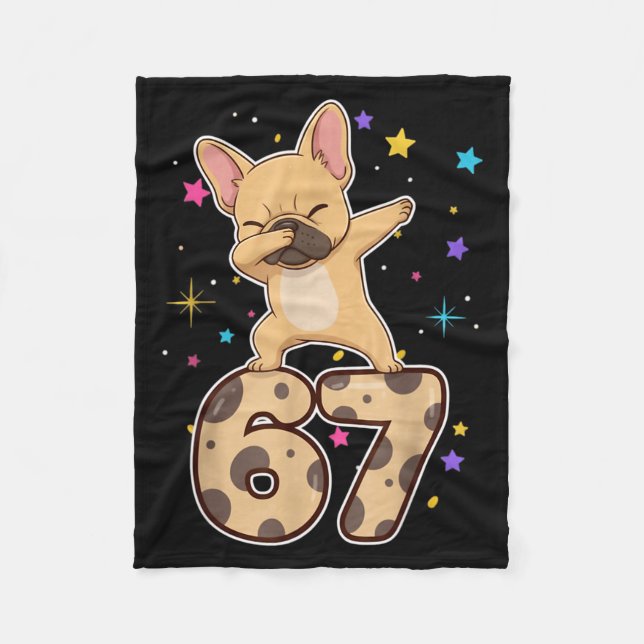 Cobertor De Velo Dabbing 67 French Bulldog 67 Dog Funny Six Seven M (Frente)