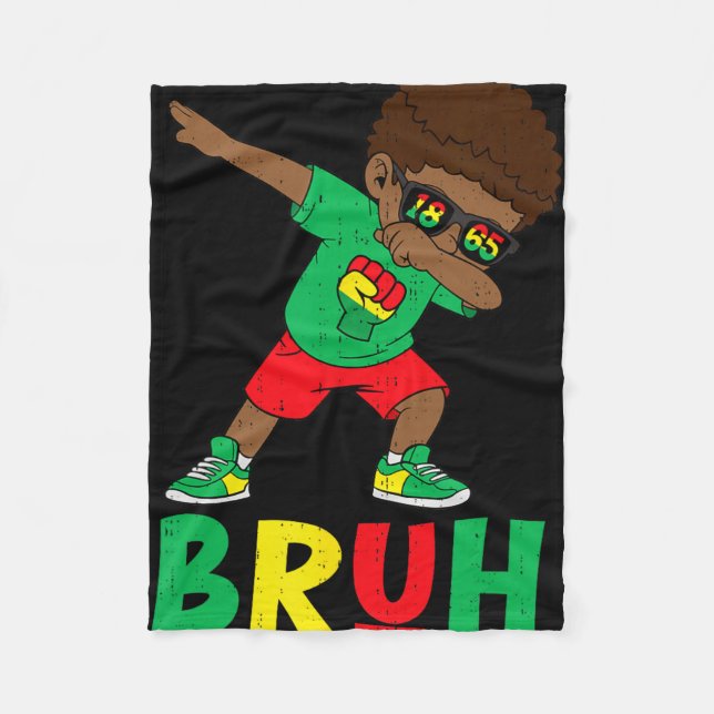 Cobertor De Velo Dabbing Meninos Negros Juneteenth Bruh Liberdade 1 (Frente)