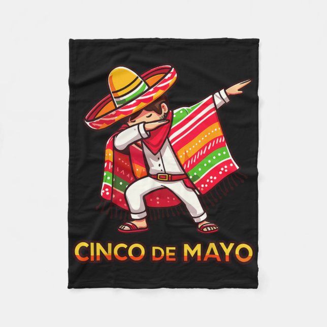 Cobertor De Velo Dabbing Mexicano Poncho Cinco De Mayo Fiesta 3 (Frente)