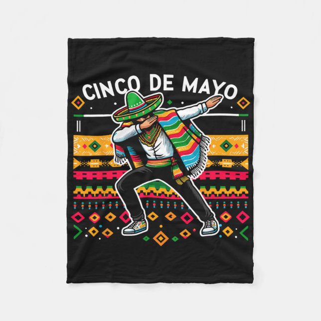 Cobertor De Velo Dabbing Mexicano Poncho Cinco De Mayo Fiesta 4 (Frente)