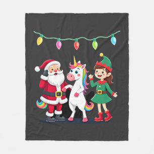 Cobertor De Velo Dabbing Papai Noel Elfo Unicórnio Natal Crianças M