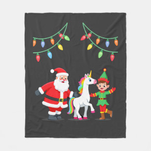 Cobertor De Velo Dabbing Papai Noel Elfo Unicórnio Natal Crianças M