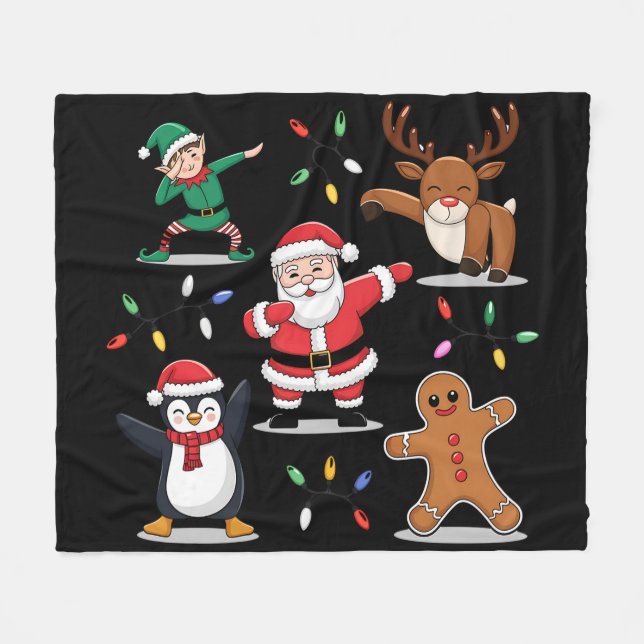 Cobertor De Velo Dabbing Papais noeis Elf Amigos Natal Dab (Frente (Horizontal))