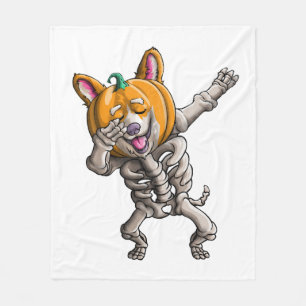 Cobertor De Velo Dabbing Skeleton Corgi Cute Halloween Corgi Funny