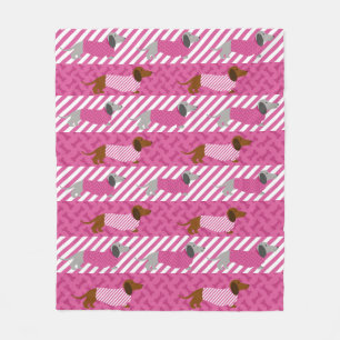 Cobertor De Velo Dachshund Blanket Bedket, cor-de-rosa e branco
