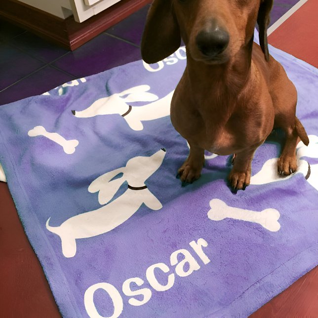 Cobertor De Velo Dachshund Blanket Mães de Doxie Personalizadas e P (Purple personalized doxie blanket)