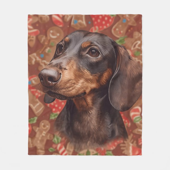 Cobertor De Velo Dachshund christmas (Frente)