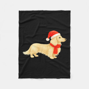 Cobertor De Velo Dachshund de Natal com Cabelo Longo e Creme com Ch