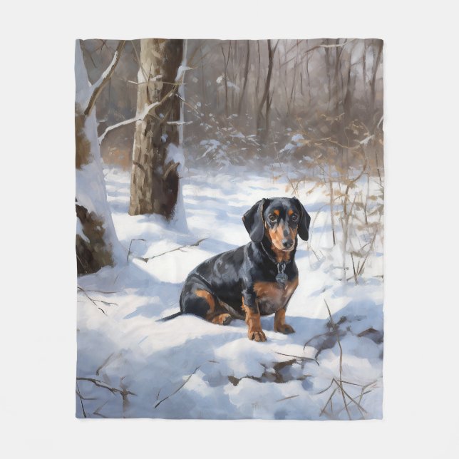 Cobertor De Velo Dachshund Deixe Nevar Natal (Frente)